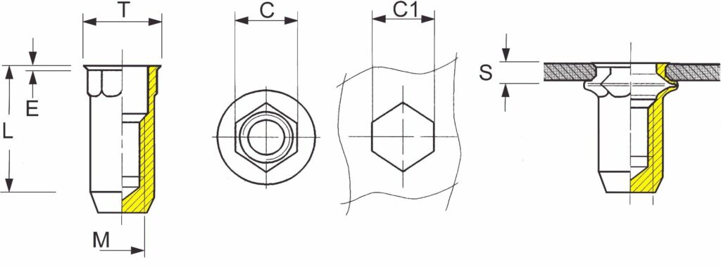 Základní rozměry matic a otvoru